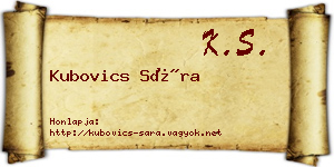 Kubovics Sára névjegykártya